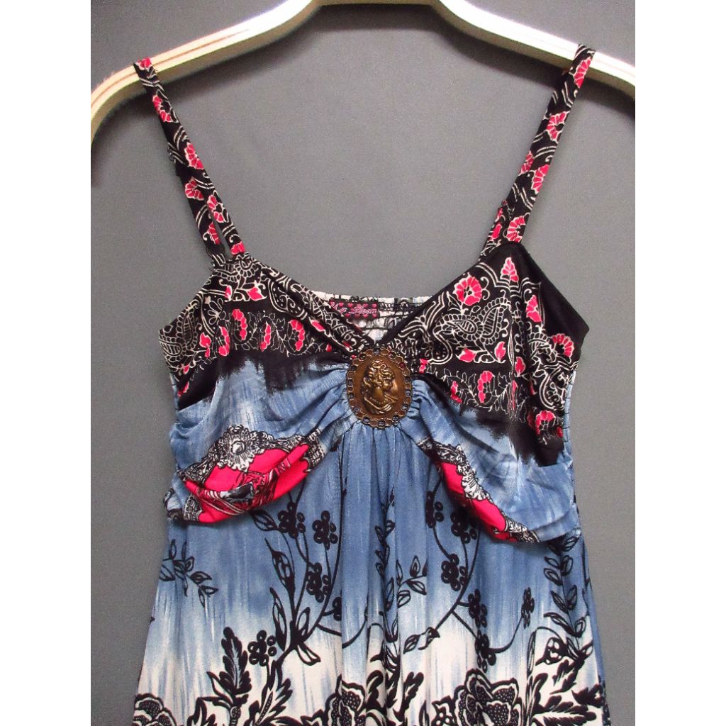 Dress panjang motif bunga- bunga vintage preloved