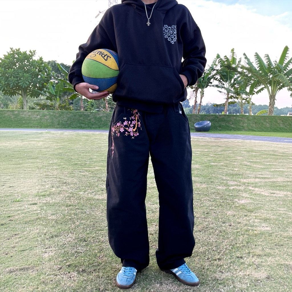 Celana Baggy Pants Raw Denim Black Arisaka