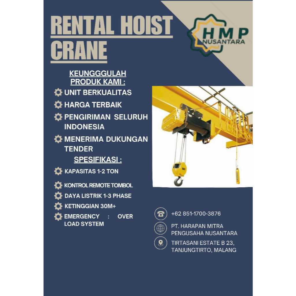 Hoist Craine Jakarta - Derek Listrik Vertika | Hoist Crane Jakarta - Electric Chain Hoist