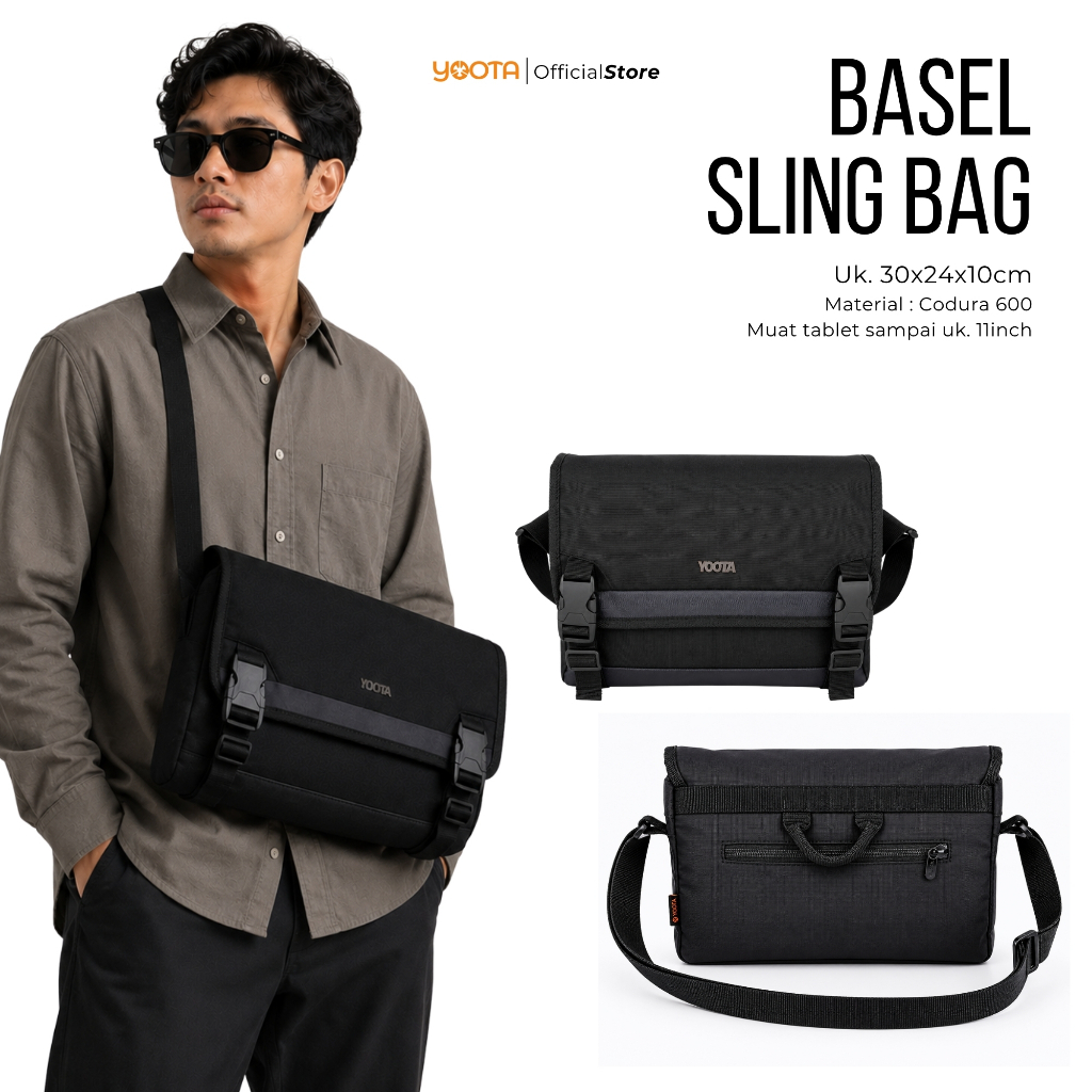 YOOTA Basel Sling Bag Tas Selempang Pria Wanita Muat Tablet 11 Inch Messenger Bag