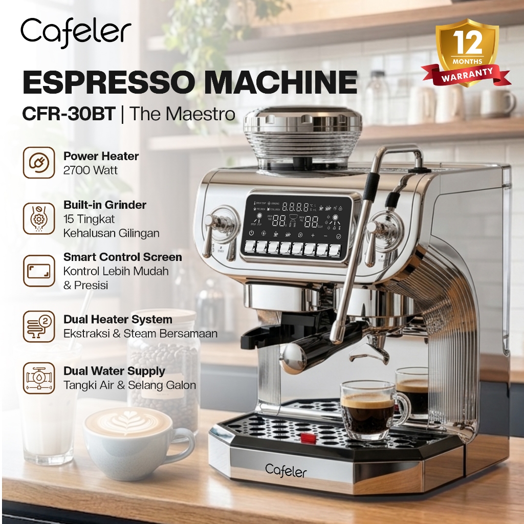 Cafeler Mesin Kopi Espresso 3 Heater Coffee Maker Otomatis Kontrol
