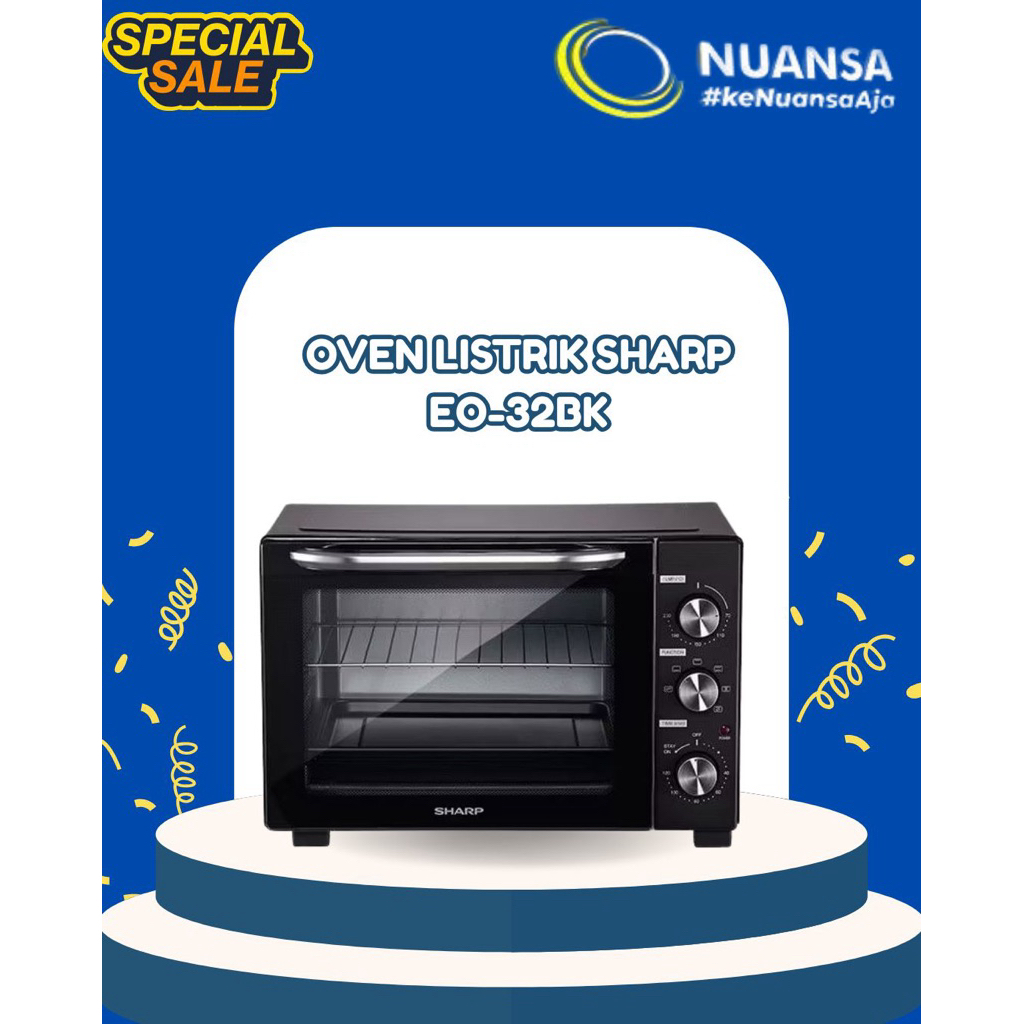 SHARP EO-32BK- OVEN LISTRIK 32L KONVEKSI | KAPASITAS  BESAR & LOW WATT | GARANSI RESMI