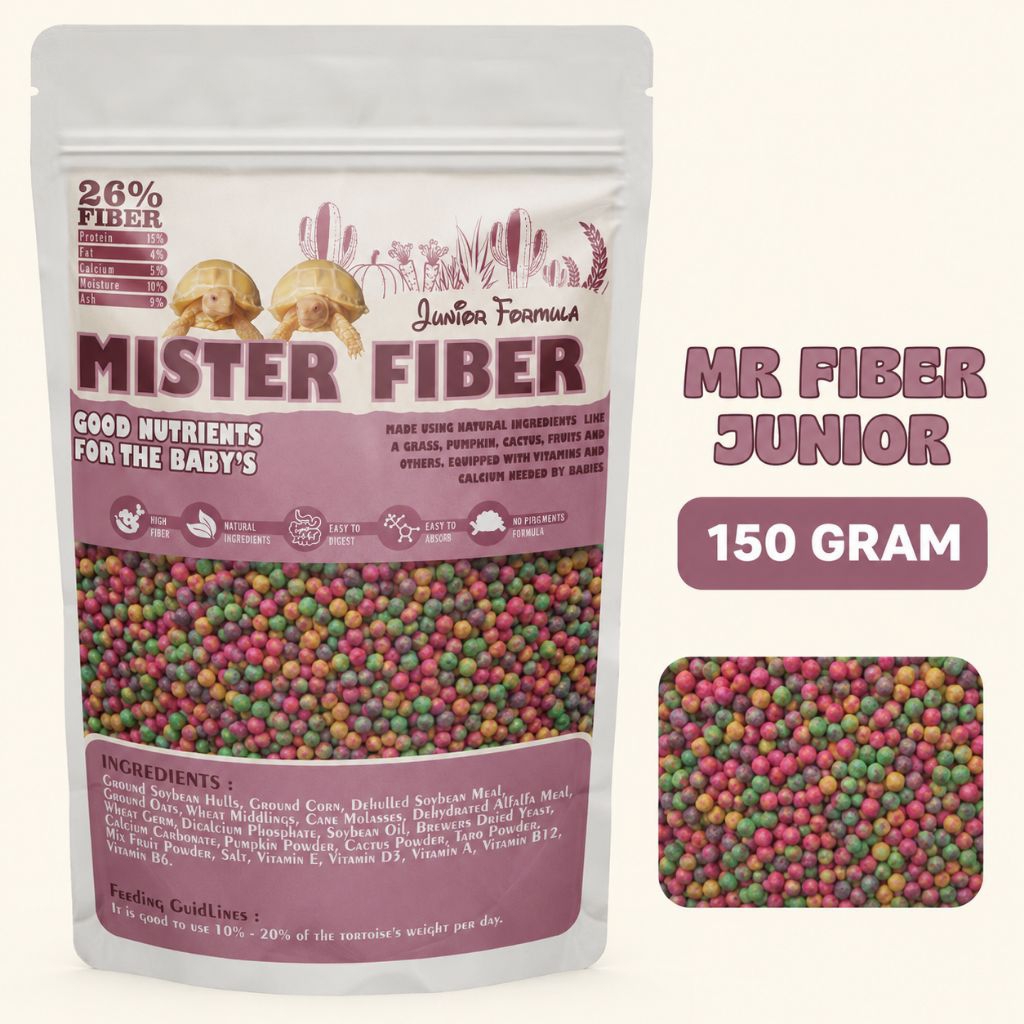 Mr fiber Pakan 150 gram untuk Kura-Kura Darat Baby untuk Sulcata, Aldabra, Leopard & Redfoot/Pelet m