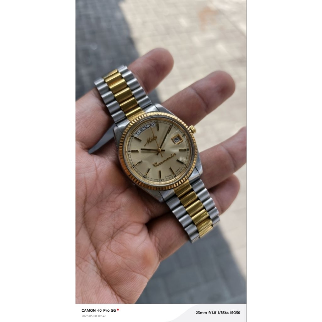 Jam Tangan Mido Commander President Two Tone Like New Full Link All Original
