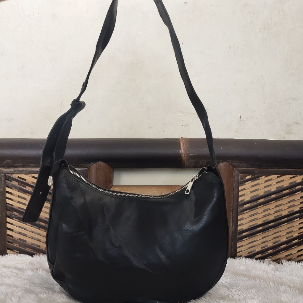 PL tas Hobo shoulder bag halfmoon tas bahu sabit shoopen hitam
