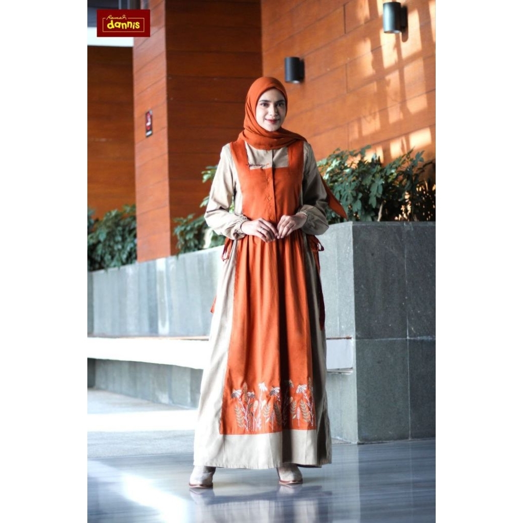 SIZE M PROMO ABAYA DEWASA A240318 BY RUMAH DANNIS WARNA TERRACOTA/ SALE DANNIS / ABAYA DANNIS / GAMI