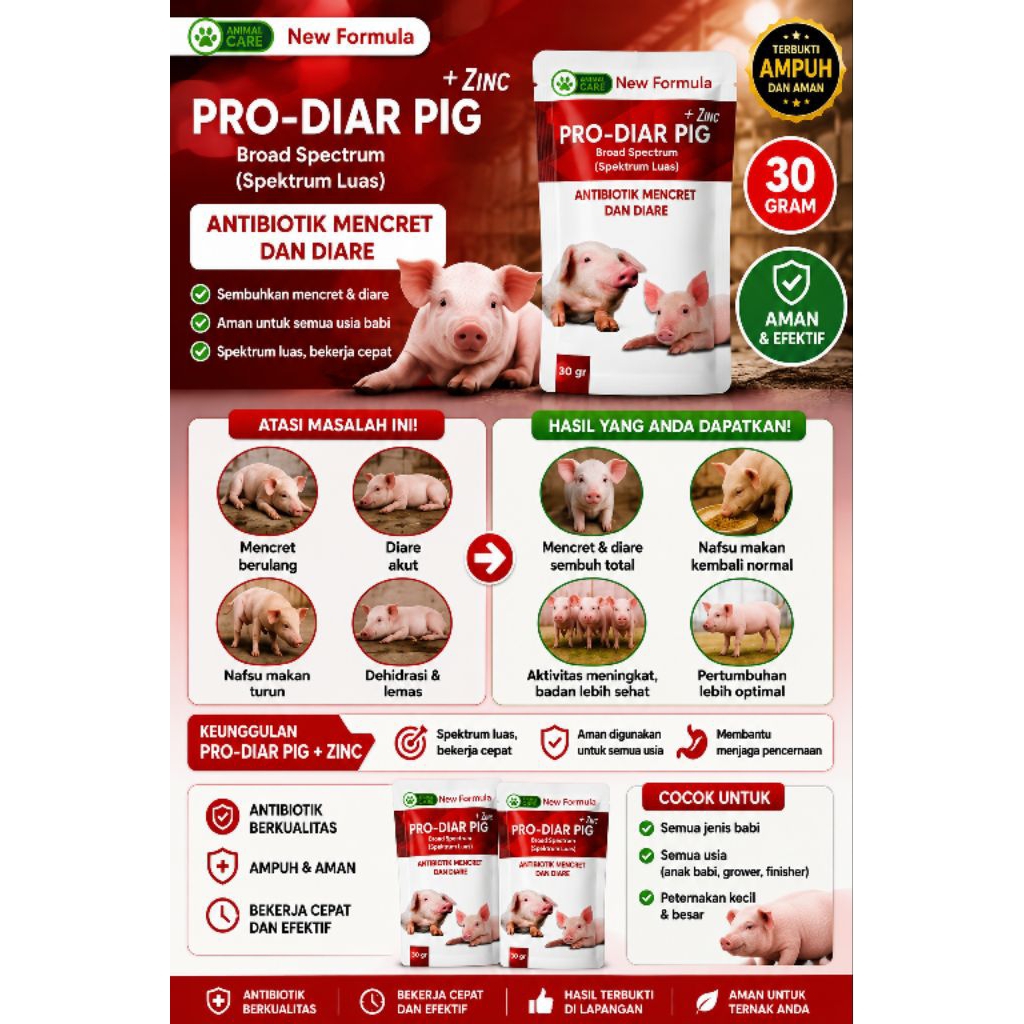 OBAT MENCRET DAN DIARE BABI POWDER 30G PRO DIAR PIG