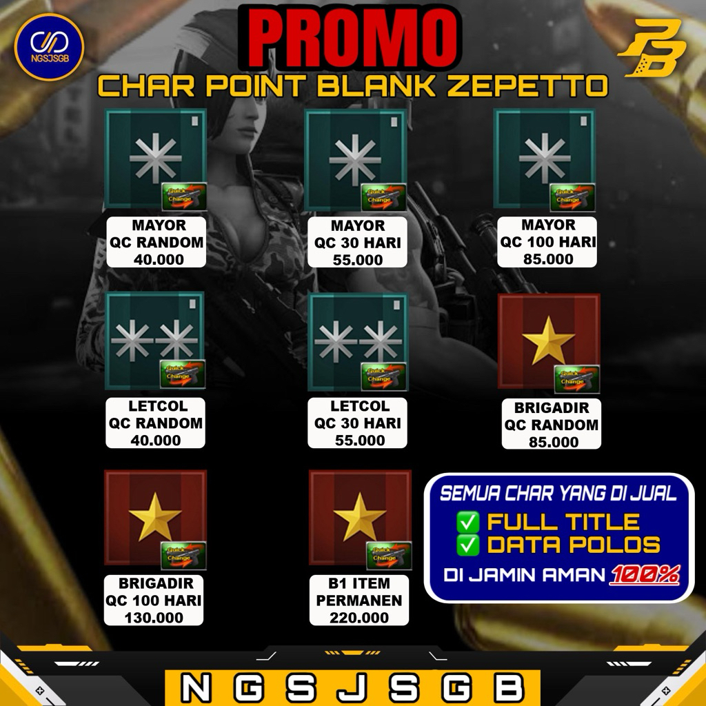 CHAR PB / AKUN POINTBLANK DATA POLOS FULL TITLE