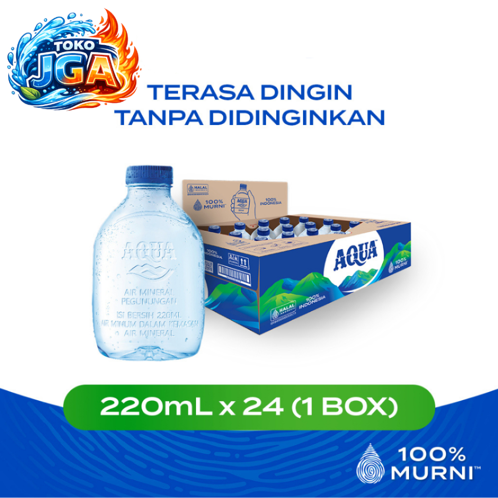 AQUA Botol Kecil 220ml x 24 Botol 1 Dus AQUA Cube Air Mineral Murni 100%