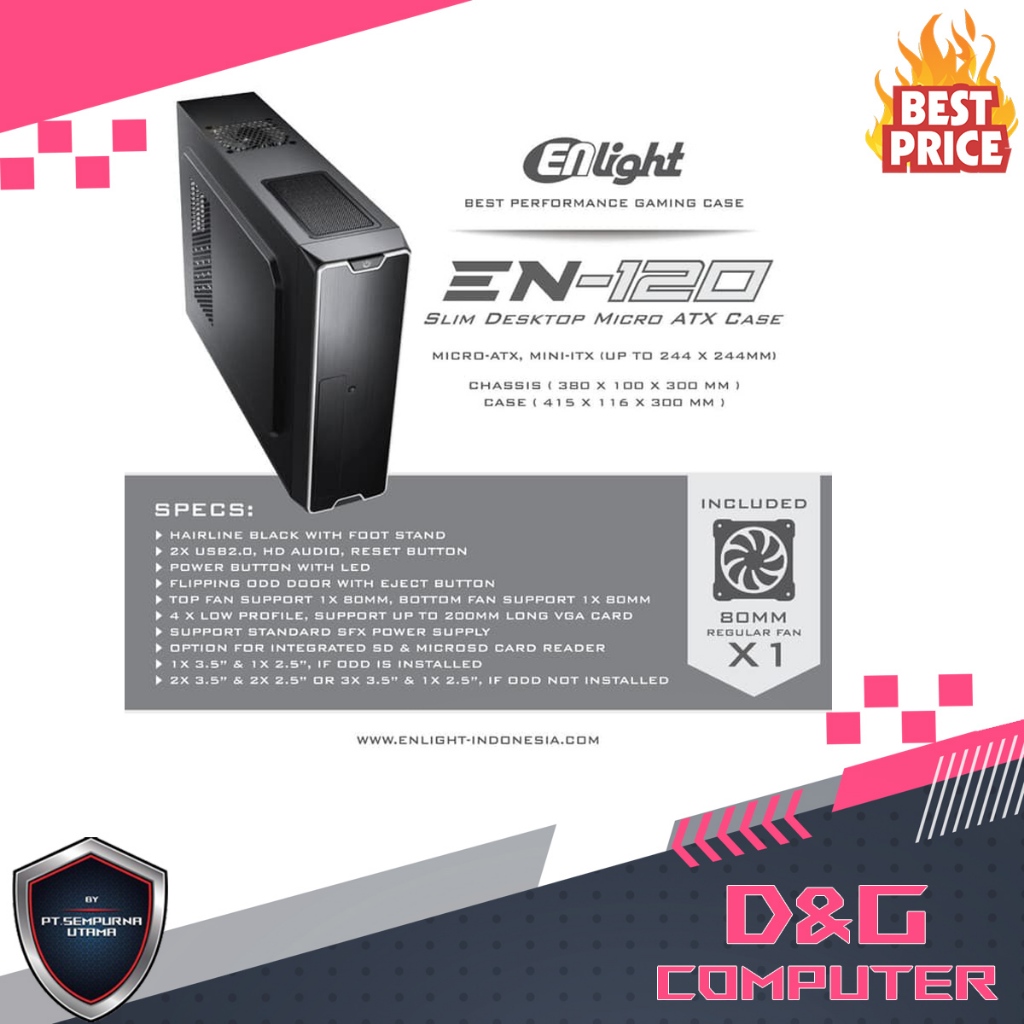 ENLIGHT CASE EN 120 + 300Watt MICRO ATX
