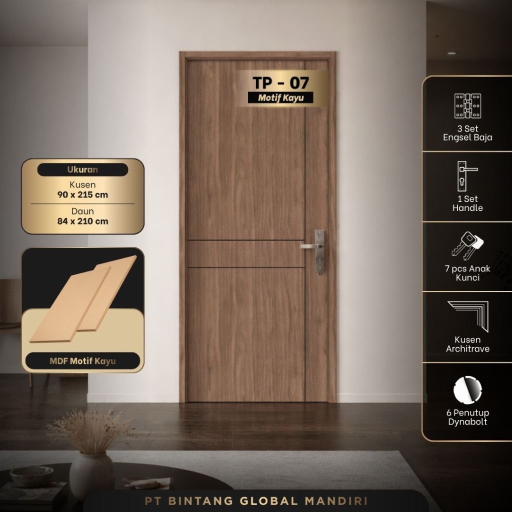 NARAHOME DECO - (Top Enginering) Set Pintu WPC Kayu Lpis HPL Lengkap Single  (Daun Pintu + Kusen + K