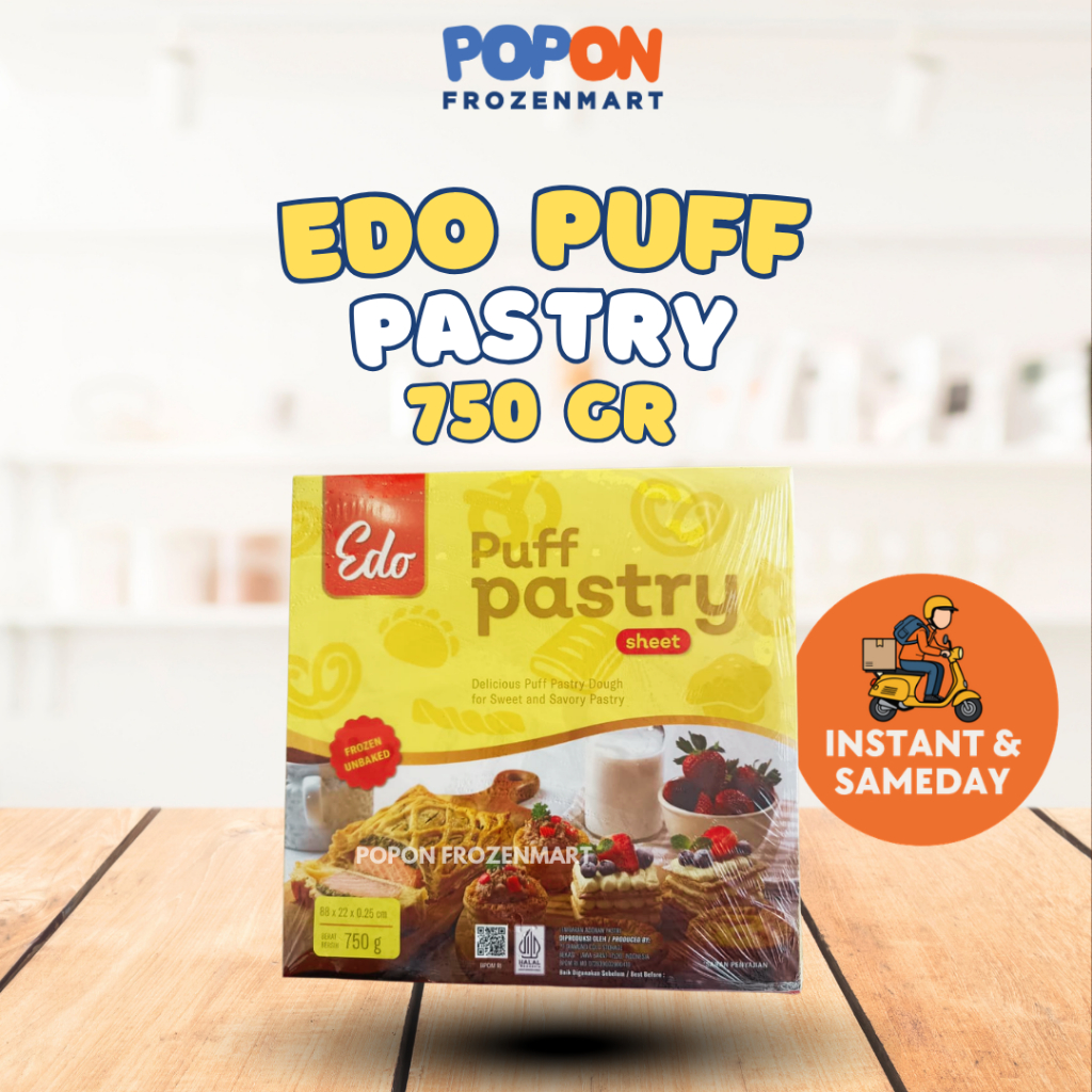 EDO Puff Pastry 750Gr | Puff Pastry Frozen Premium Siap Panggang | Instan & Sameday