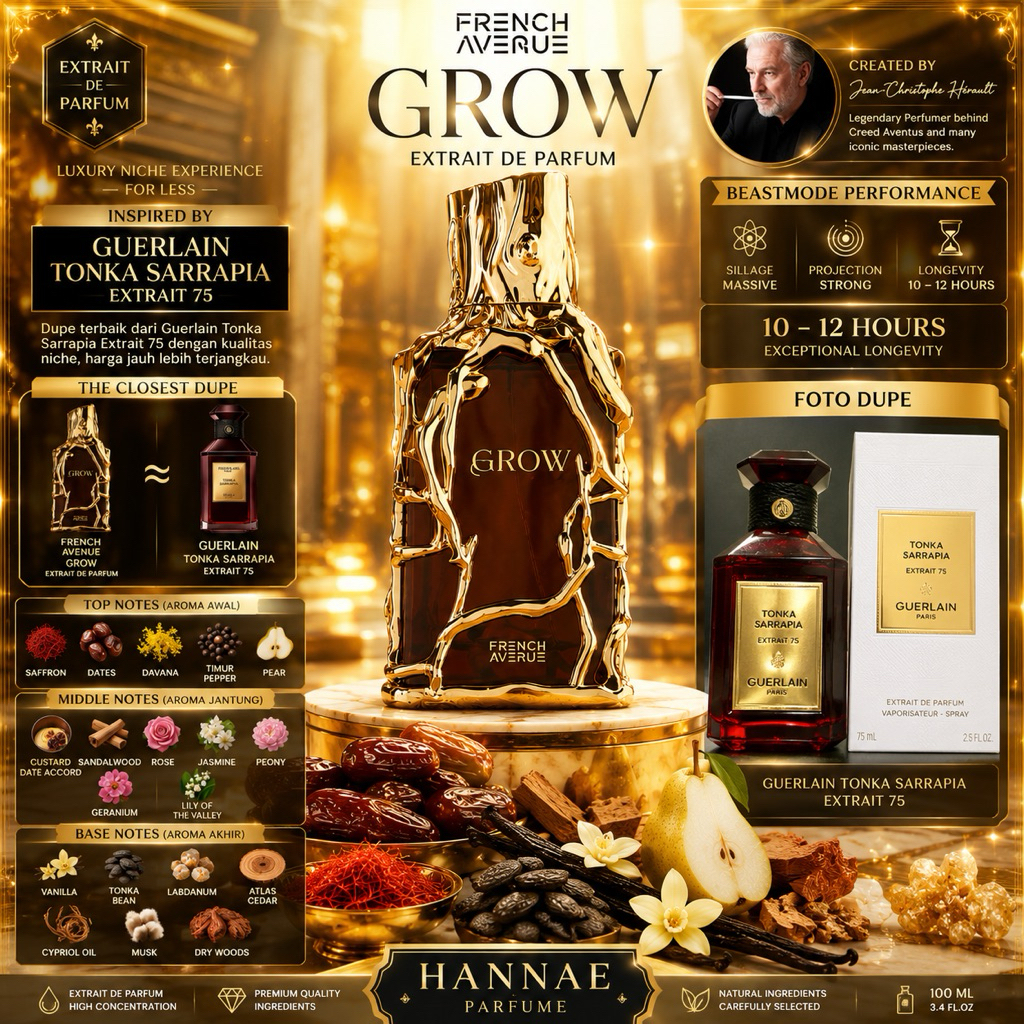 Parfum French Avenue Grow Extrait de Parfume 100ml Aroma Woody Gourmand - Oriental, Guerlain Tonka