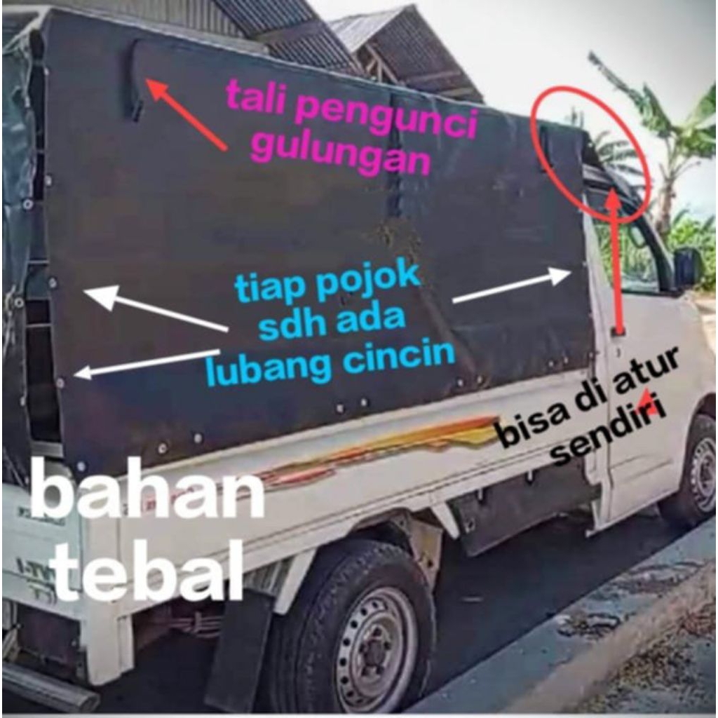 Terpal tenda krodong sayur mobil L300, atap tanpa sambungan
