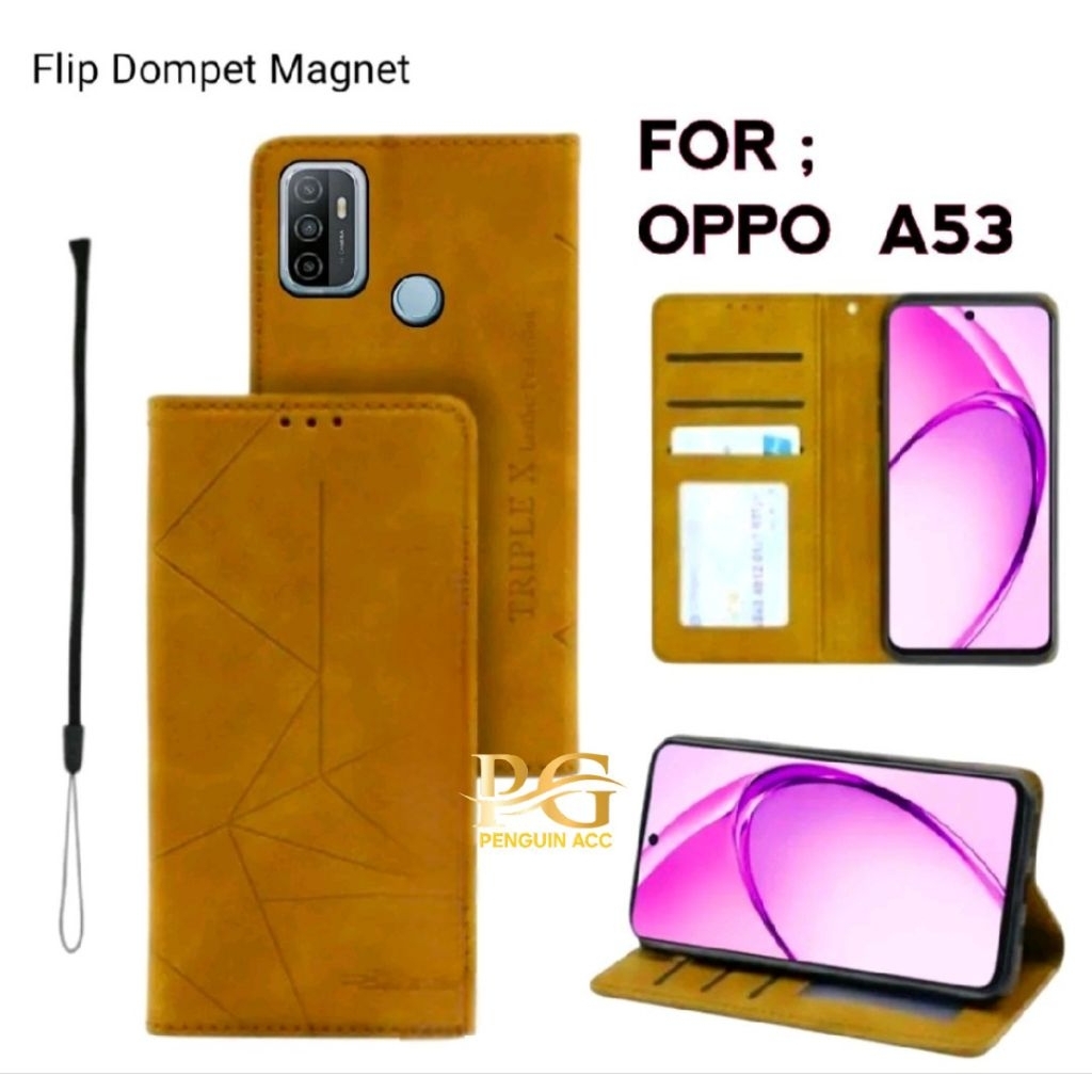 Casing OPPO A53 Flip Leather Case Dompet Kulit Premium Terbaru