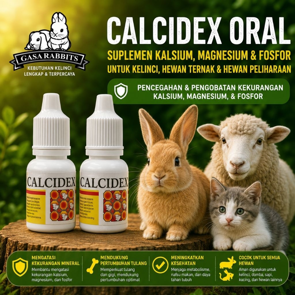 Calcidex Oral Vitamin Kelinci Hewan Ternak - Mencegah Kelumpuhan dan Mengobati Defisiensi Kalsium, M