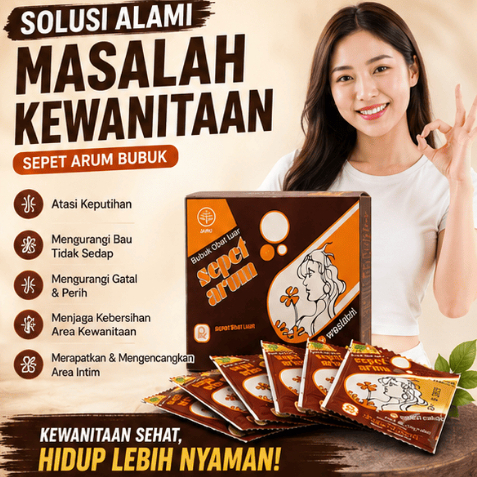 SEPET ARUM MANJAKANI 100 SACHET BUBUK CEBOK PEMBERSIH KEWANITAAN PERAPAT VAGINA KEMBALI PERAWAN