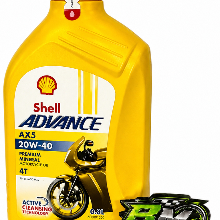 Oli Shell AX5 Sae 20W-40 4T 0,8L Mesin Sepeda Motor 4 Tak Bebek ORI