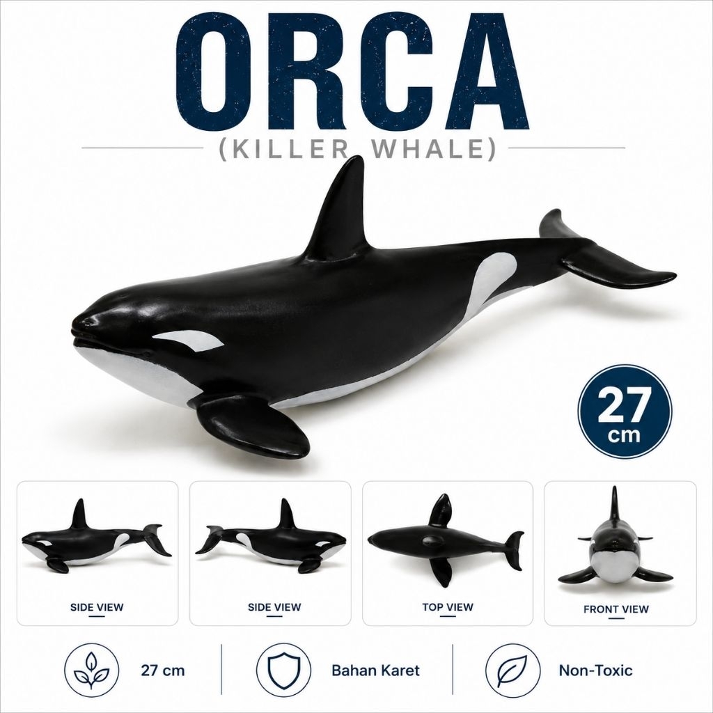 Mainan miniatur ikan Paus Pembunuh Killer Whale 24 cm