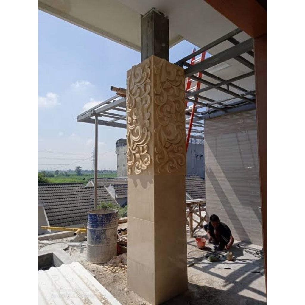 relief pilar klasik batu alam