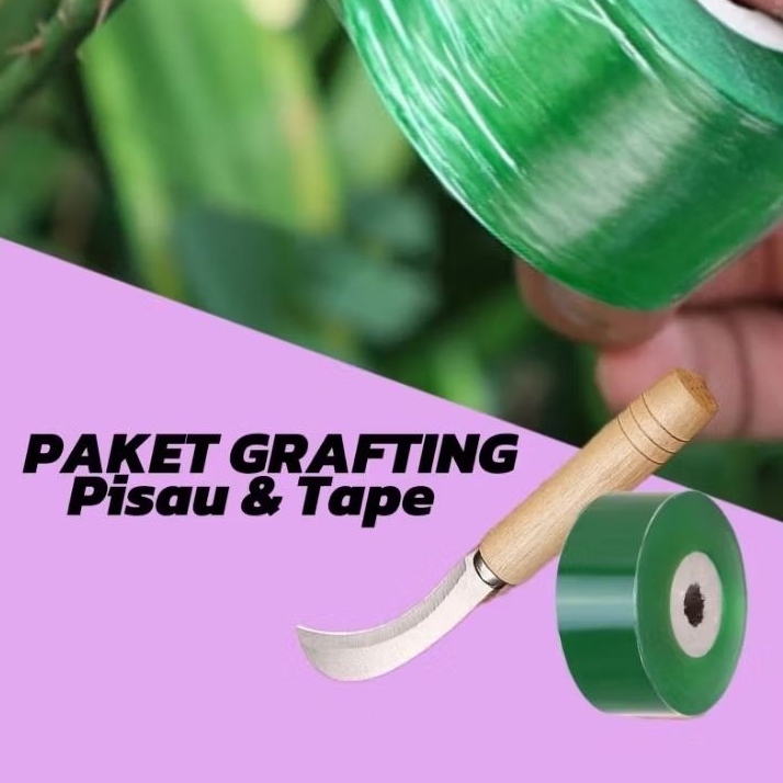 PAKET GRAFTING TAPE + PISAU GAGANG KAYU | GRAFTING TAPE SAMBUNG PUCUK TANAMAN