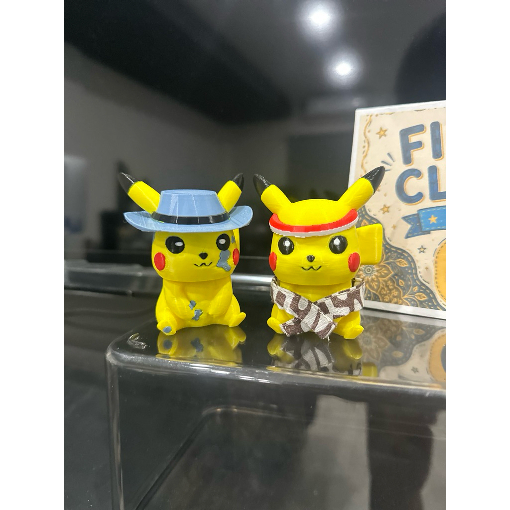 Clicker || Pikachu Van Gogh & Batik Fidget Clicker Keychain
