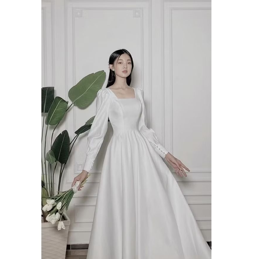 GAUN PENGANTIN SIMPLE PUTIH SIMPLEWEDDING DRESS BRIDE DRESS GAUN PUTIH PREWEDDING