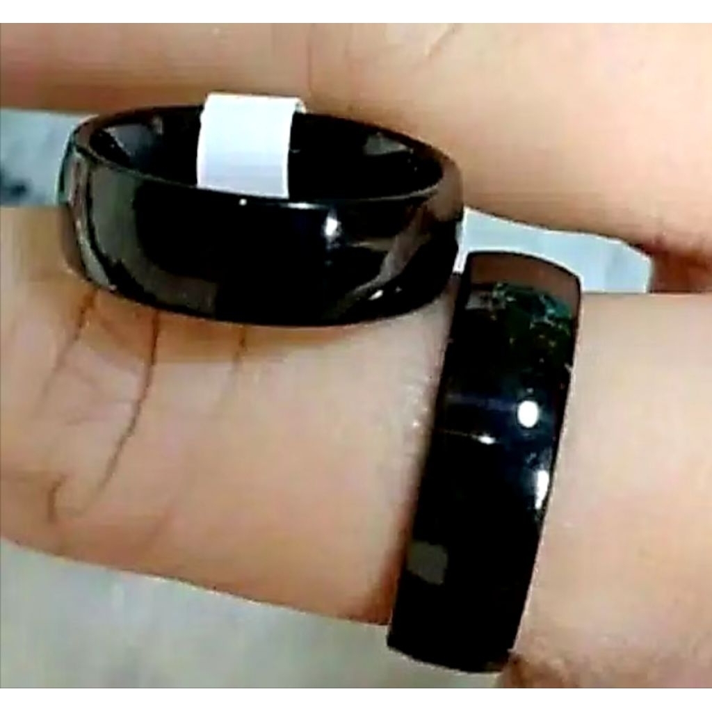 1pcs cincin oval titanium hitam anti karat uniseks anniversary kapelan bahagiakan pasangan anda