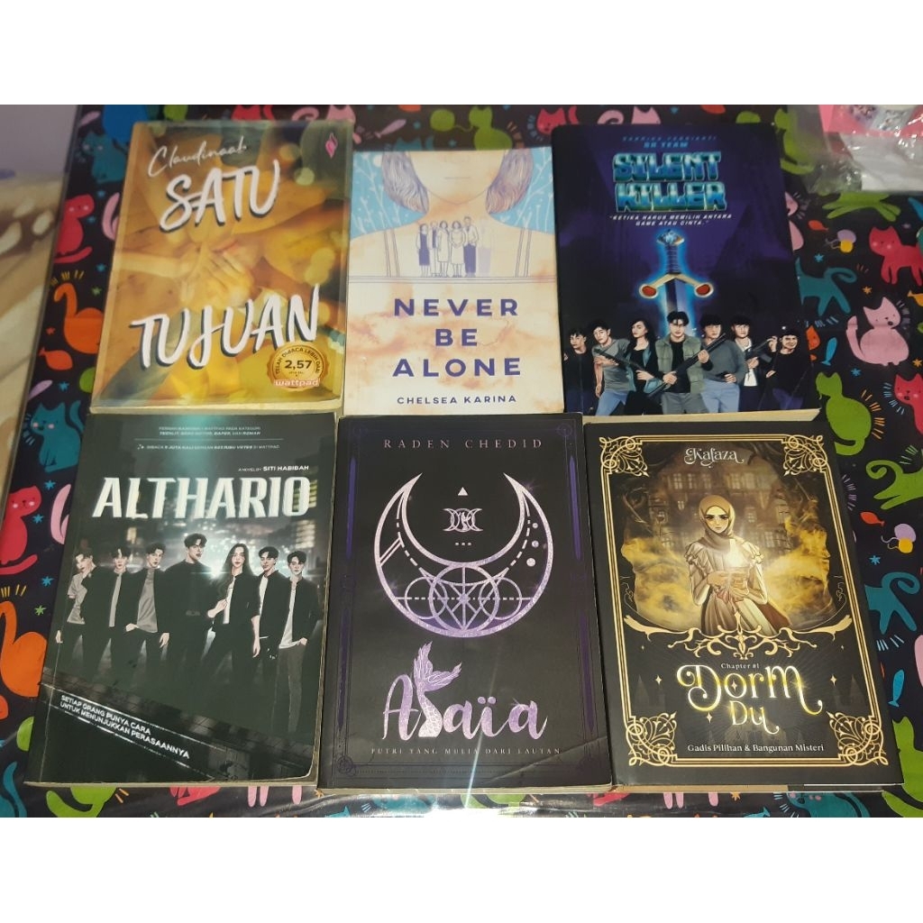 preloved novel satu tujuan, never be alone, silent killer, althario, alaia, dorm du