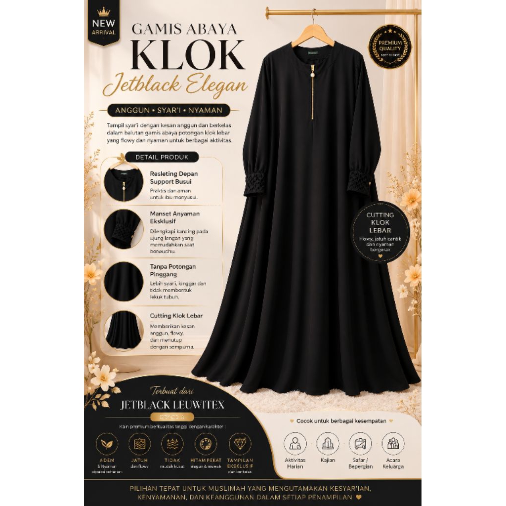 Gamis Abaya Jetblack Leuwitex