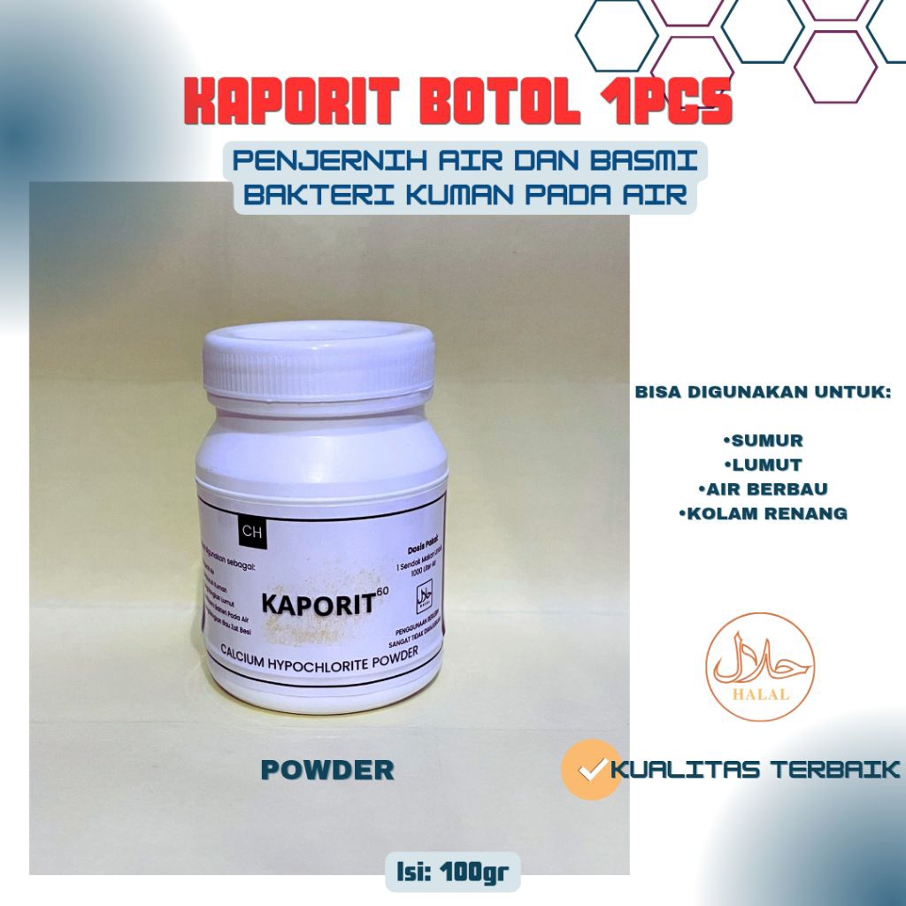 Kaporit Botol Bubuk 100gr Penjernih Air Ampuh Kode BTP