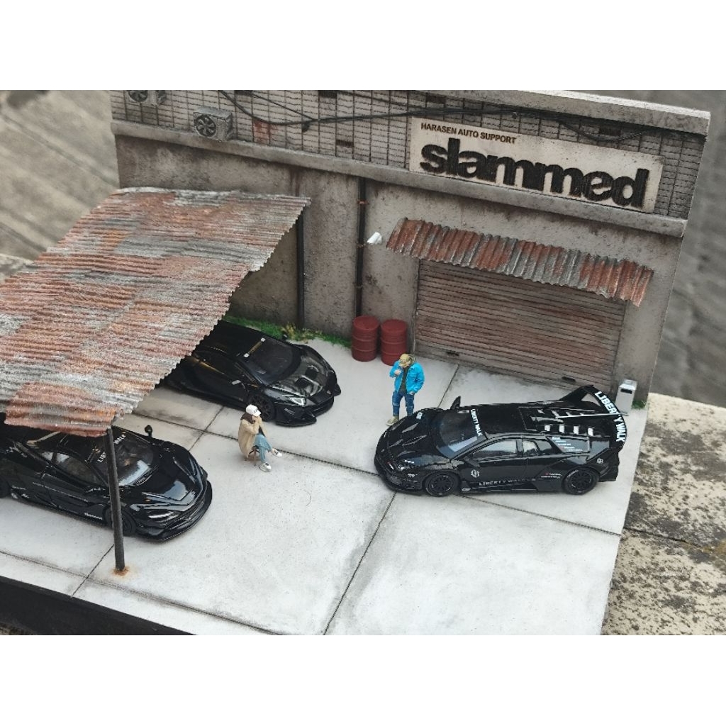 Diorama Diecast 1/64 Tema Garage Slammed