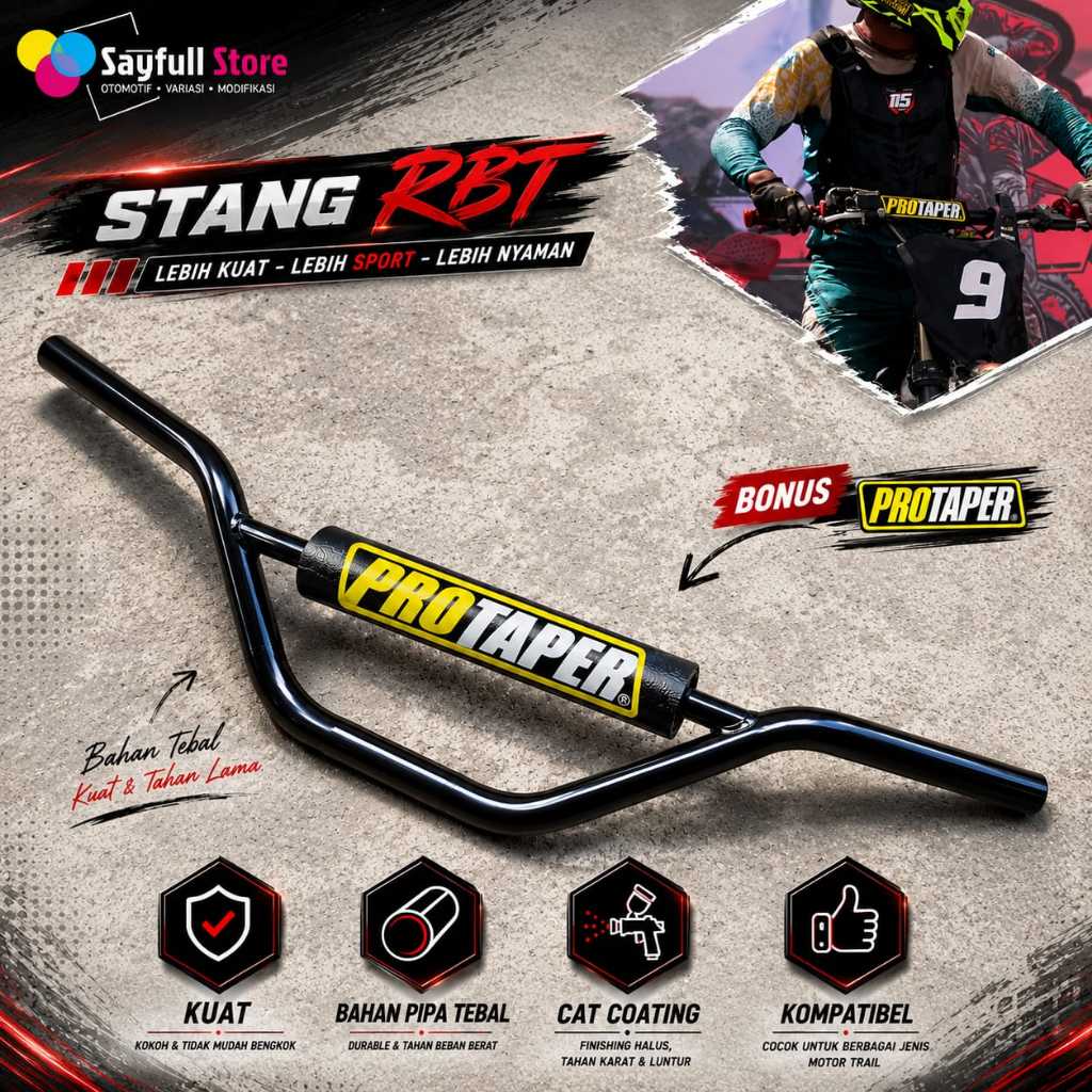 Stang Trail Universal Motor Cross RBT Bebek Trail Custom Supermoto Protaper Warna Hitam Kuat dan Kok