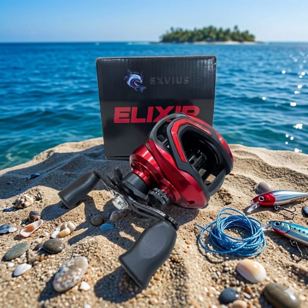 reel exvius Elixer drag clicker handle kiri aluminium spool