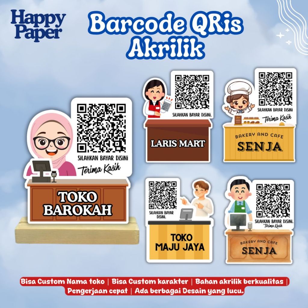 QRIS akrilik | Barcode QRIS akrilik