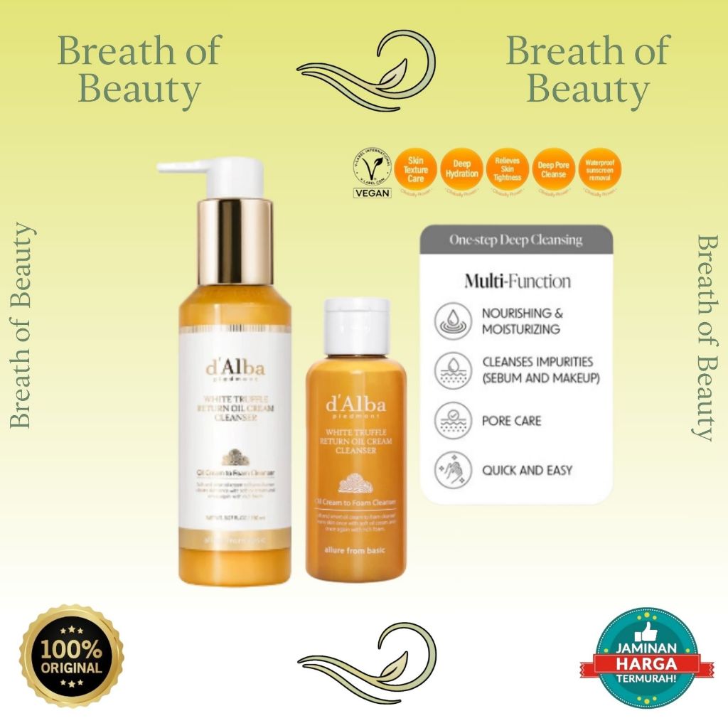 D'Alba White Truffle Return Oil Cream Cleanser - 65mL | 150mL | D'alba | breathofbeauty