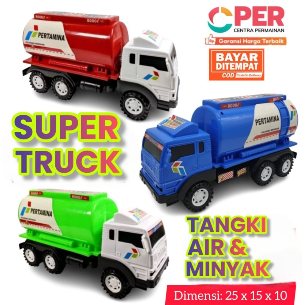 [BISA COD] MAINAN MOBIL TRUK TANGKI MINYAK DAN TANGKI AIR MOTIF PERTAMINA SHELL AQUA
