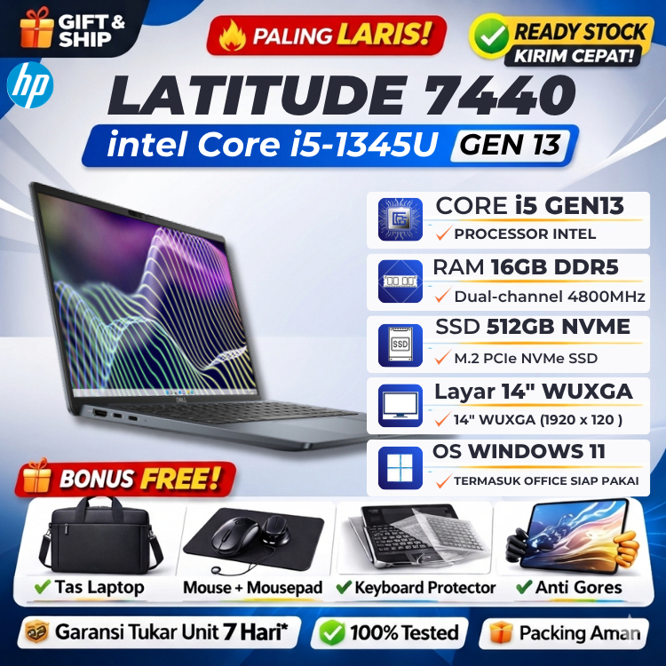 DELL LATITUDE 7440 i5-1345U vPRO 16GB 512GB SSD Win11+Office 14"WUXGA IPS
