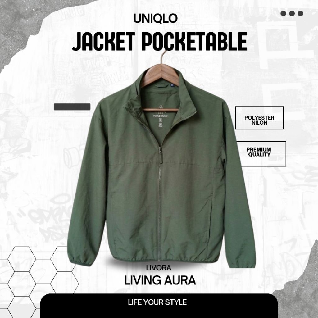 Jacket Uniqlo Pocketable Original Warna Hijau Armi