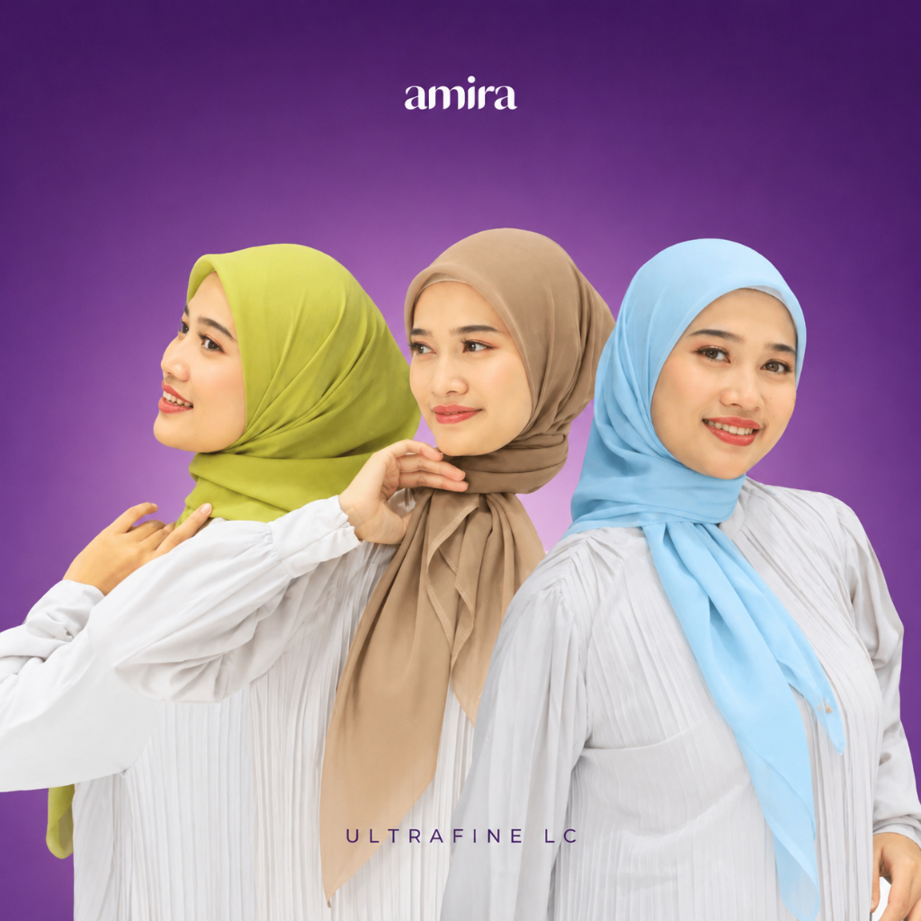 Hijab Kerudung Jilbab Voal Polos Square - ULTRAFINE LC Lasercut Premium - SCARF BY AMIRA