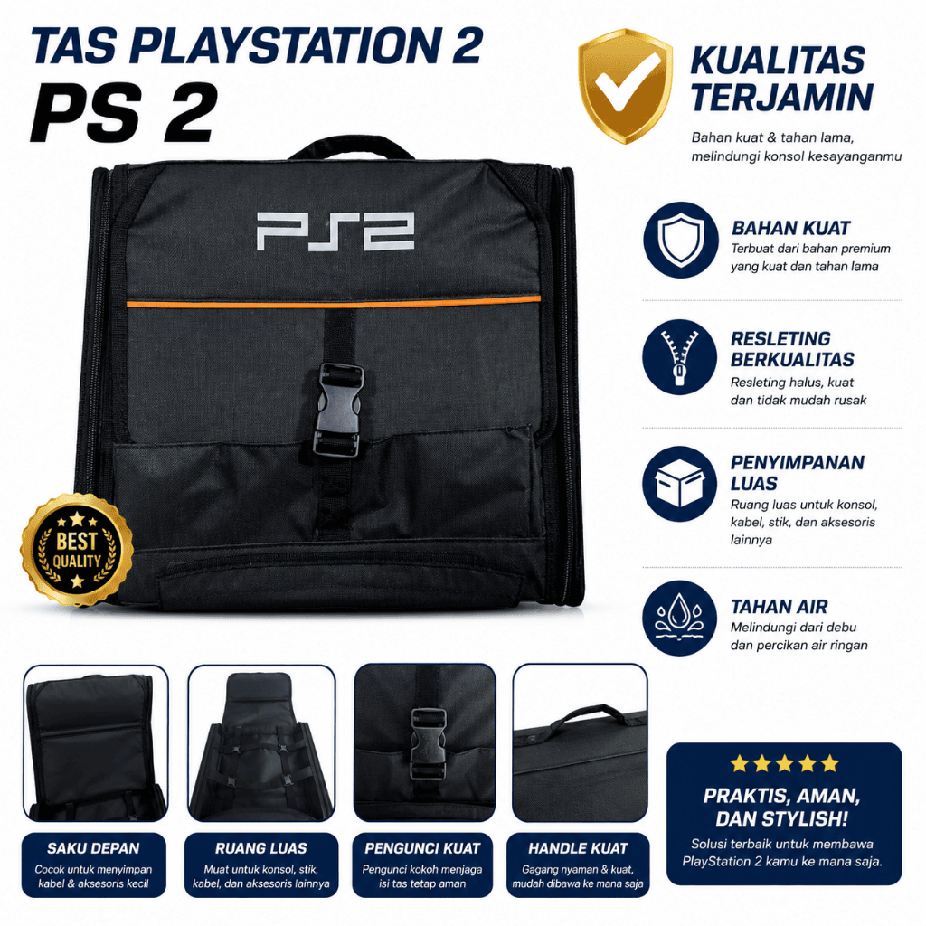 Tas Playstation 2 Fat / Tebal |  Play Station 2 Bag | Tas ps | Gaming Bag | Travel Bag