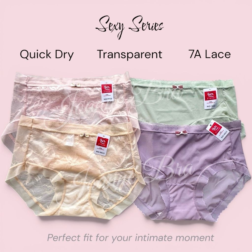 Elena Celana Dalam Sexy Low Waist E 9833 Fit bb 55kg - Lembut Sepinggul CD Wanita Lace Transparan