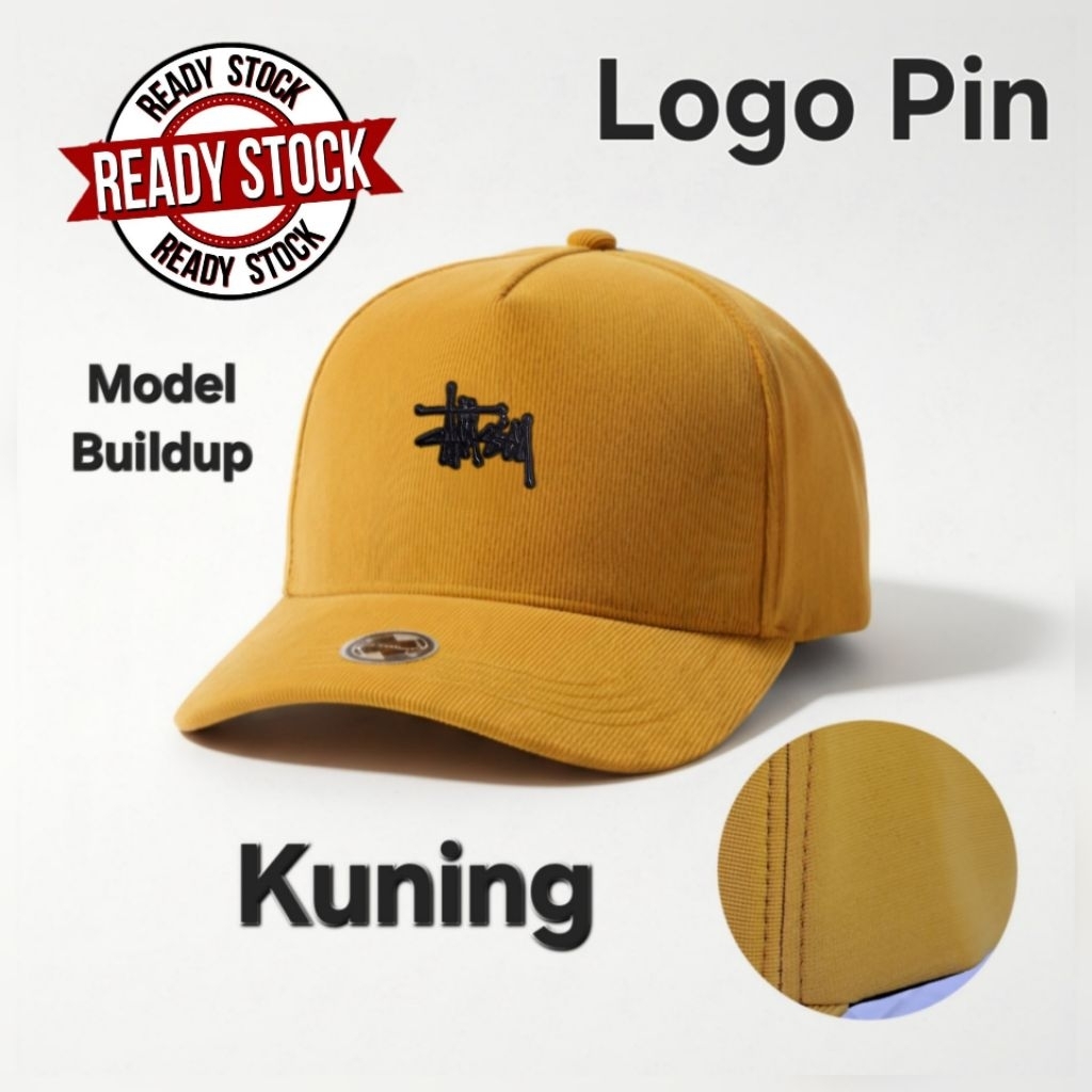 Topi Korean Style Built up Kekinian Sttusy Pin bahan Flexibel Model Baseball Caps