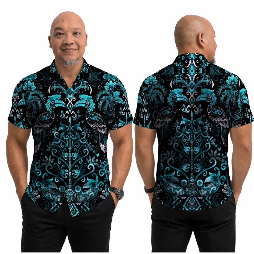 Batik Dayak // Kemeja Pria Batik Kalimantan // Kaos Dayak // Baju Polo Batik Kalimantan Motif Burung