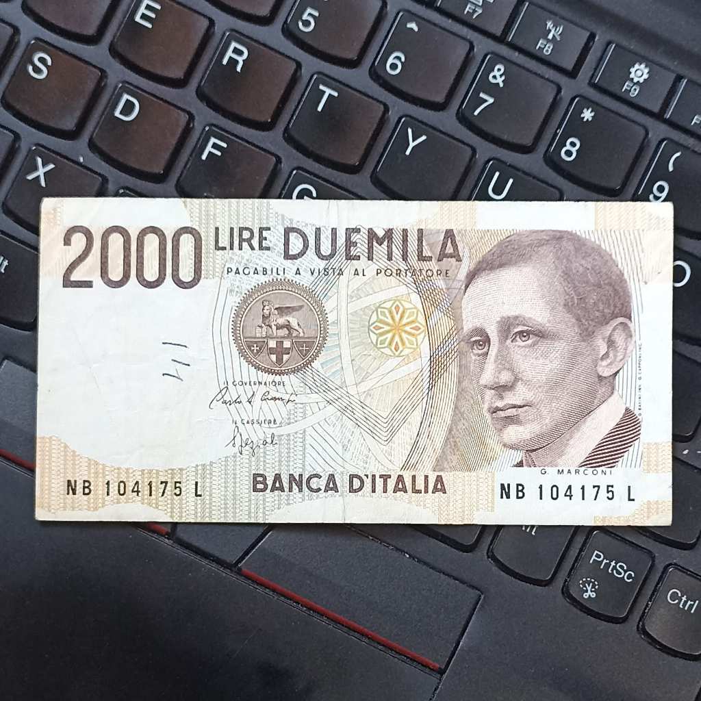 Uang Kuno Italia uang kertas Italia 2000 Lire (Marconi)