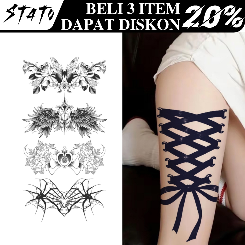 S.Tato Stiker Tato Herbal Tahan lama Tattoo Stikers Motif besar untuk dada dan punggung