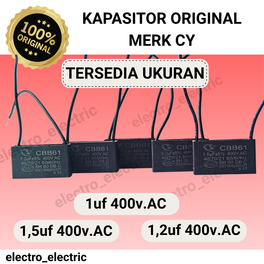 Kapasitor Kipas Angin CBB61 Cy 1.5uf 400v.AC  - Capasitor CBB61 Kipas Angin 1.2uf 400v.AC - Kapasito