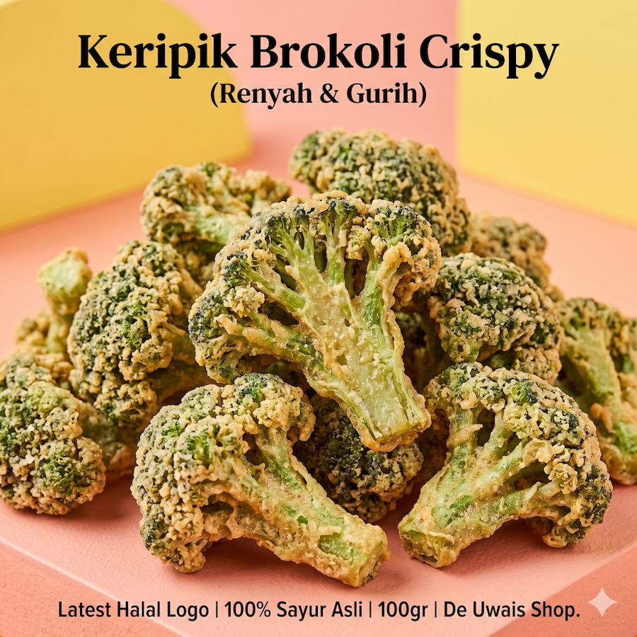 Brokoli Krispi Premium 100gr - Keripik Sayuran Kering Camilan Diet Sehat Broccoli Crunch Antioksidan