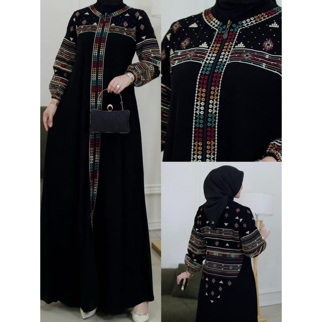 Gamis abaya bordir elka terbaru