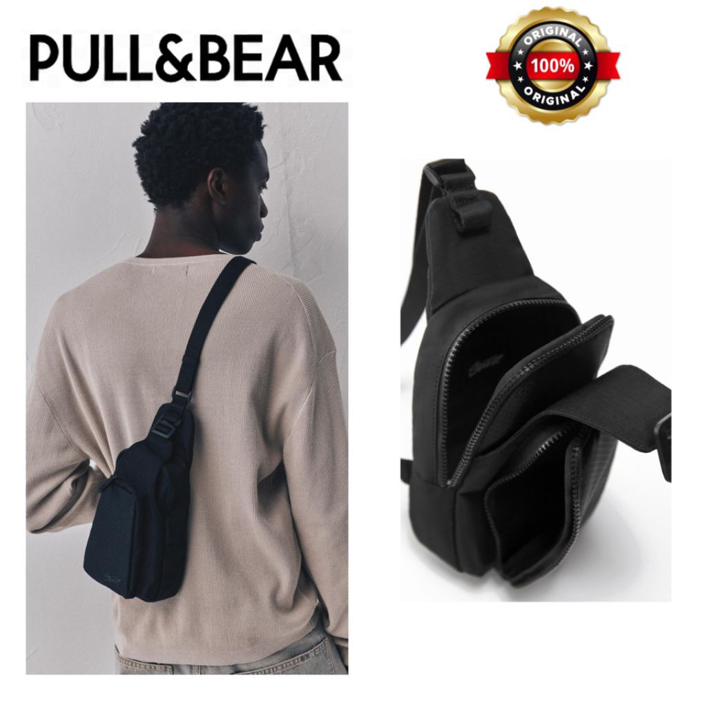 Tas Selempang Pull and Bear STWD Sling Bag Pria Style Aesthetic - Black
